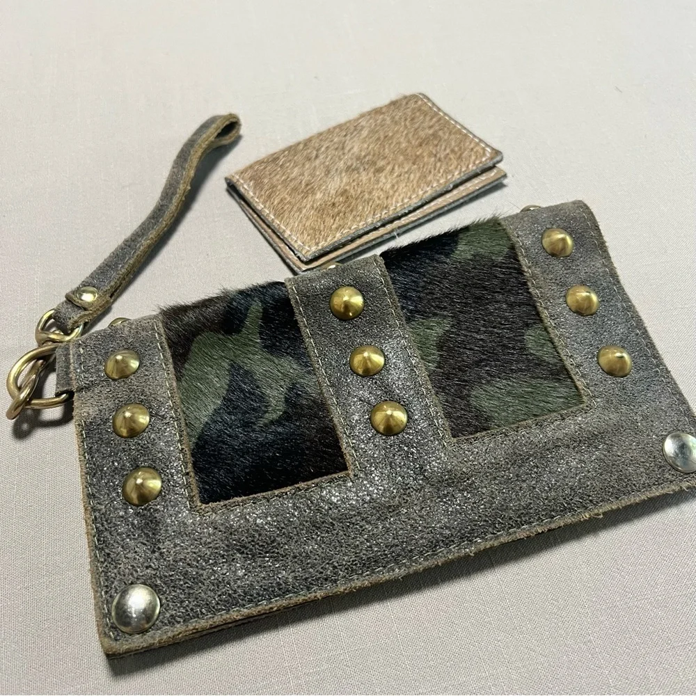 Maya Moon Handmade Recycled Leather Clutch Wallet Wristlet + Card Holder